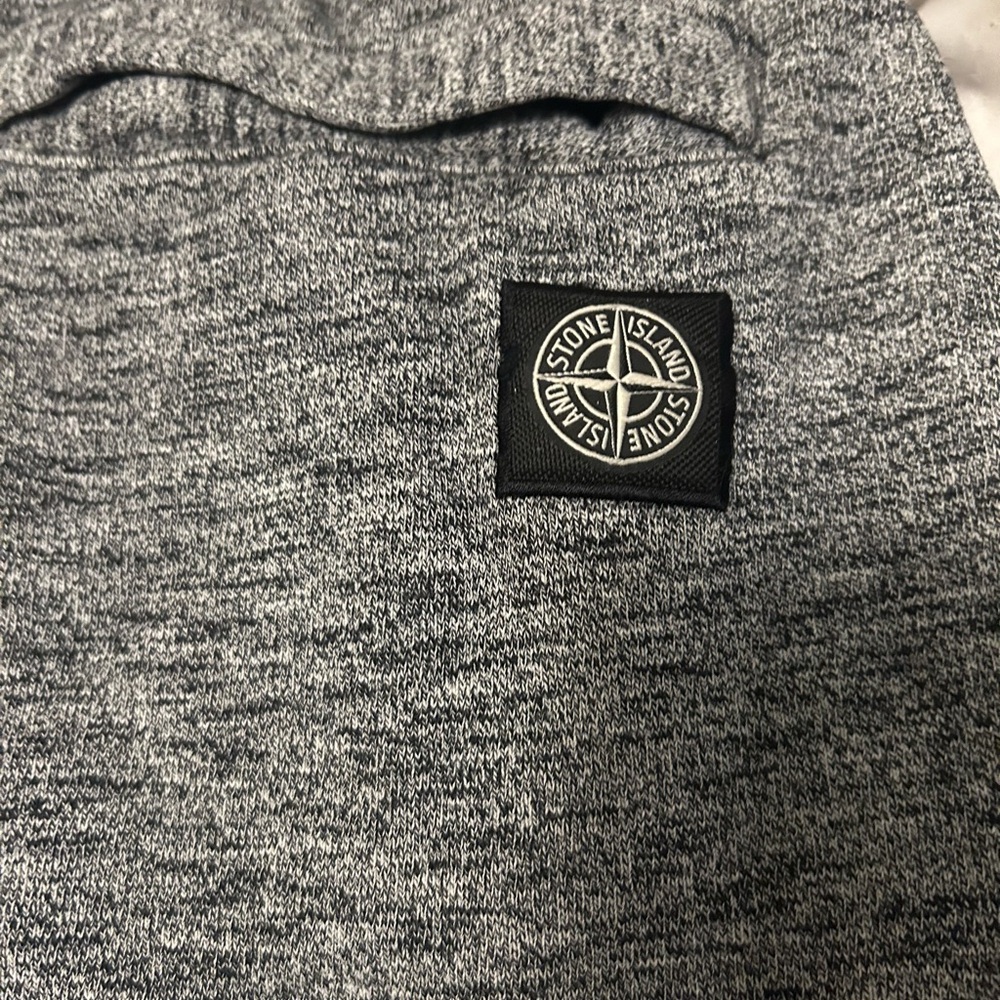 Stone Island Sweatpants Mens Large Gray Logo Patch Multi Pockets Fleece Jogger - Picture 4 of 9